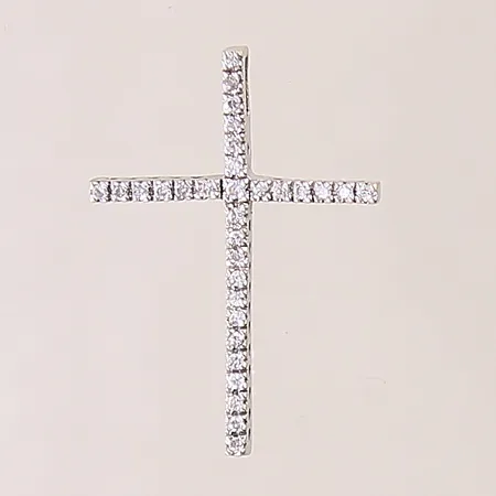Hänge, Kors, med vita stenar, 33x23mm, vitguld, 18K  Vikt: 2,4 g