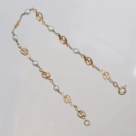 Armband med pärlor, längd 19,5cm, bredd 5mm, 18K Vikt: 3 g
