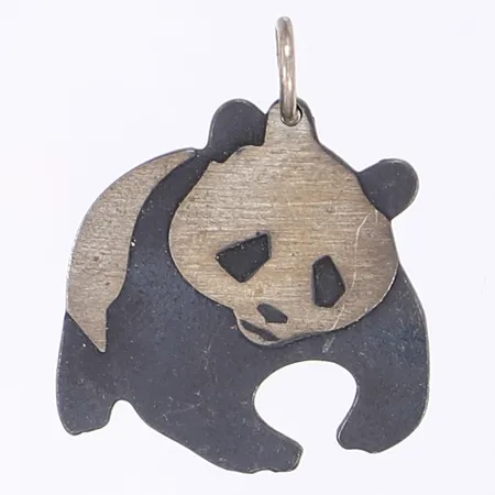 Hänge i form av panda, delvis svärtat, 20x20mm, slitage, silver 830/1000 Vikt: 3 g