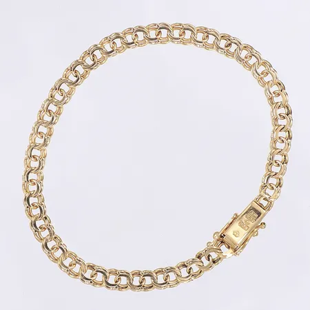 Armband, Bismarck, längd 19cm, bredd 5mm, tillverkat i Sverige 1962, bruksslitage, 18K Vikt: 8,9 g