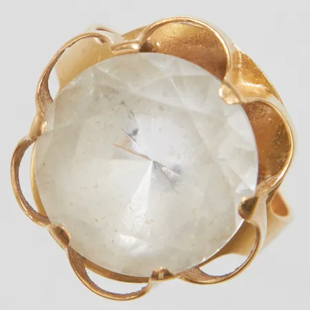 Ring med vit syntetisk spinell, Ø17+, bredd: 3,4-17,1mm, 18K Vikt: 5,3 g