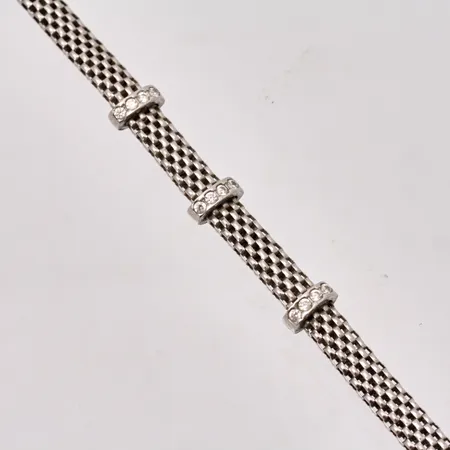Armband i silver, 18-20cm, bredd 4,9mm, 12st vita stenar, 925/1000, tillverkad av Guldynd, vikt 5,44g.