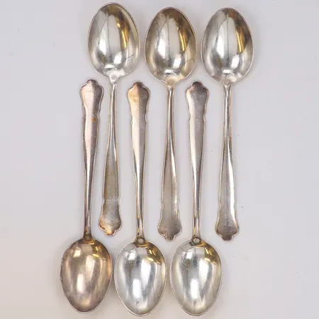 6 Skedar, modell Chippendale, längd 15cm, silver 830/1000 Vikt: 182,5 g