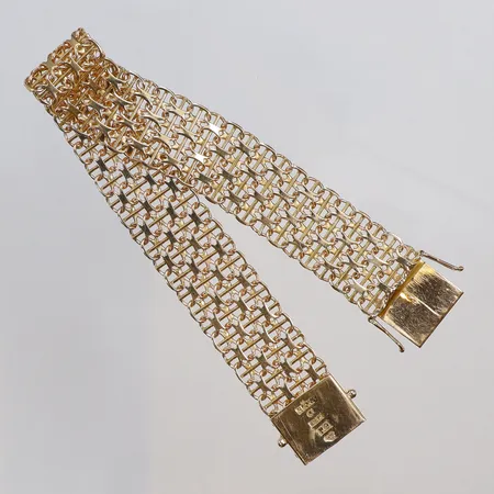 Armband X-länk med stav 18,5cm bredd 15mm, HÅN (Norens Guldatelje) Stockholm 1967, 18K Vikt: 23,3 g