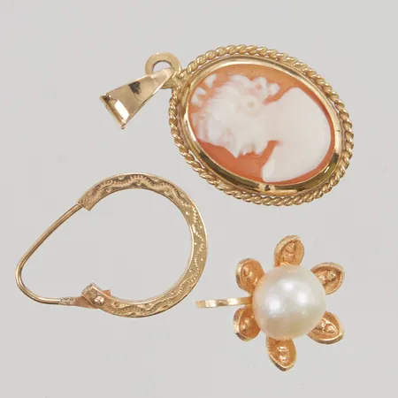 Diverse guld, stenar/pärlor, 18K, 3,7g.