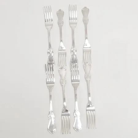 8 Dessertgafflar, modell: Olga, längd: 162mm, SABE, 1994, silver, 830/1000 Vikt: 241,5 g