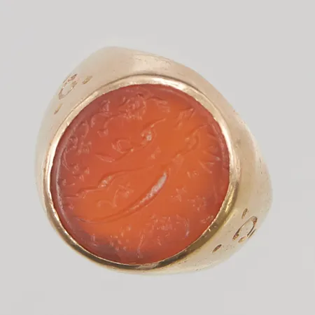 Klackring, karneol, Ø15½, bredd: 3,2-15,7mm, 18K, 7,7g.