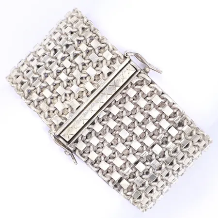 Armband, variant av X-länk, 21cm, bredd 40mm, silver 925/1000 Vikt: 176,2 g