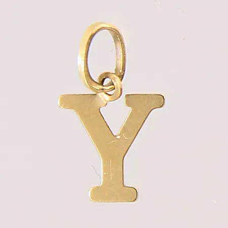 Hänge, bokstaven Y, 12x7mm, något bucklig ögla, 18K  Vikt: 0,2 g