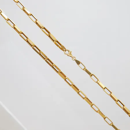 Kedja, längd: 70,3cm, bredd: 2,5mm, bucklor, defekt låsfjäder, 18K Vikt: 18,6 g