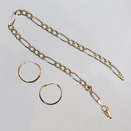Diverse guld, armband, örhängen, defekt, 18K Vikt: 9,9 g