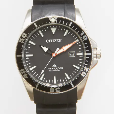 Herrur Citizen Eco-Drive Promaster Dive, stål, quartz, 36mm, refnr E168-S081491, serienr 392050030, cal. E168, mineralglas, datum, gummiband, bygelspänne, kvitto från Ur & Penn 2024, ytterkartong