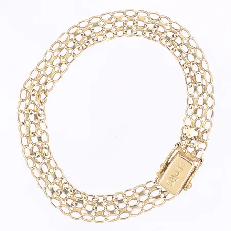 Armband X-länk, kistlås, svenska stämplar, längd 18cm, bredd 8mm, 18K Vikt: 9,3 g