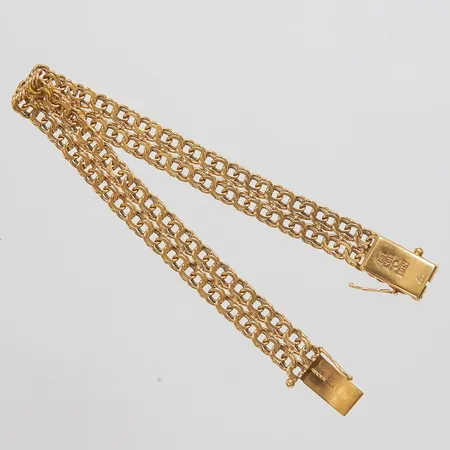 Armband, dubbel Bismarck, längd: 18,5cm, bredd: 8,5mm, svenska stämplar, 18K Vikt: 15,1 g