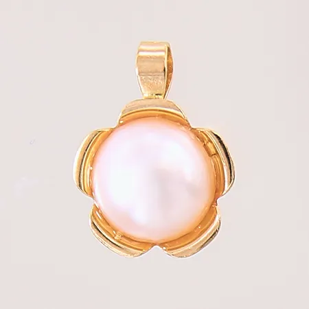 Hänge med odlad pärla, 11x9mm, 18K  Vikt: 0,7 g