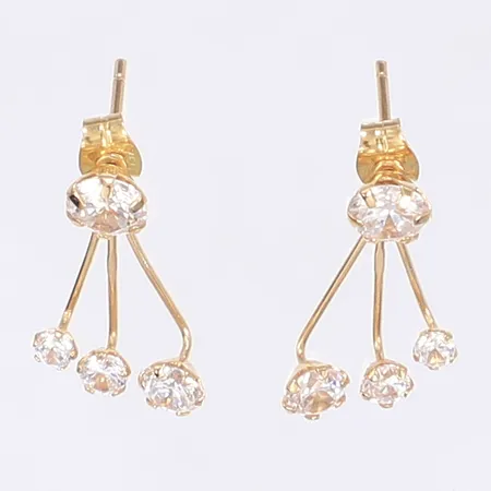 Ett par örhängen med vita stenar, längd 18mm, bredd 12mm, 18K, Bruttovikt 1,9g Vikt: 1,9 g