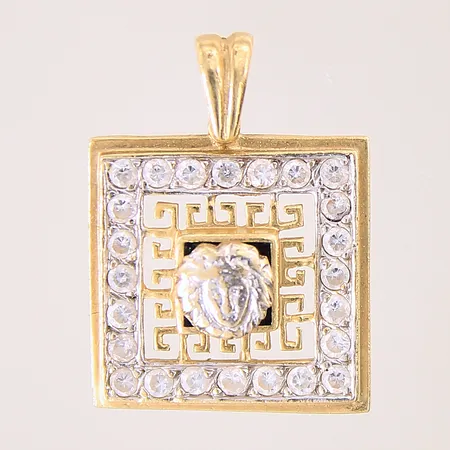 Hänge Medusa med vita stenar, längd: 25mm, bredd: 3,8-19,3mm, skev, 14K  Vikt: 4,4 g