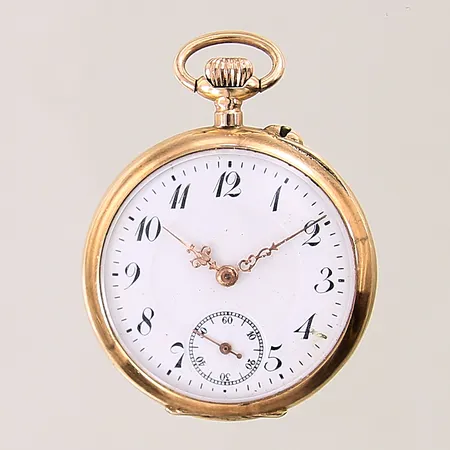 Mormorsur, 14K, manuell, boett-nr: 83535, Ø32mm, innerboett i metall, repig, böjda visare, bucklig, bruttovikt: 24,6g