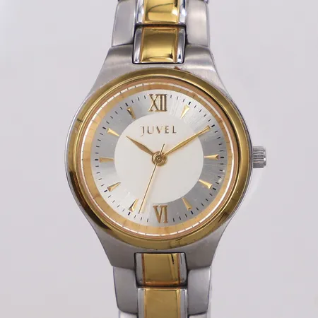 Damur Juvel, stål, quartz, Ø 26mm, nr 74964181 52, stållänk ca 15cm, färgbortfall, går ej, behov av batteribyte, inga tillbehör. 