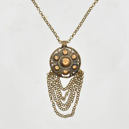 Kedja med hänge, Kalevala, Made in Finland, längd 72 cm, länkens bredd 2 mm, brons. Vikt: 0 g