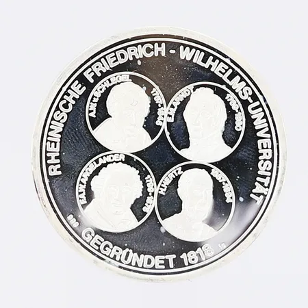 Mynt, minnesmynt, Rheinische Friedrich-Wilhelms-Universität, Ø35mm, plastetui, silver 999/1000  Vikt: 15,3 g