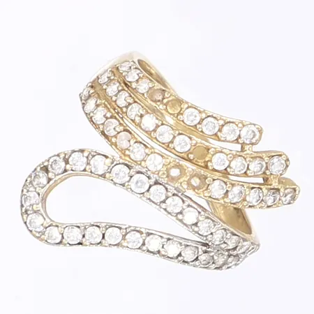 Ring med vita stenar, stl 17¼, fem stenar saknas, 18K Vikt: 4,9 g