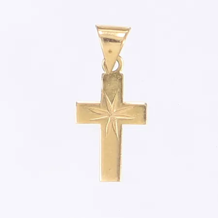 Hänge i form av kors, höjd 16mm inkl öglan, 18K Vikt: 0,2 g