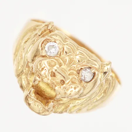 Ring med stenar, kattdjur, stl 22½, bredd: 4-17mm, 18K Vikt: 9,9 g