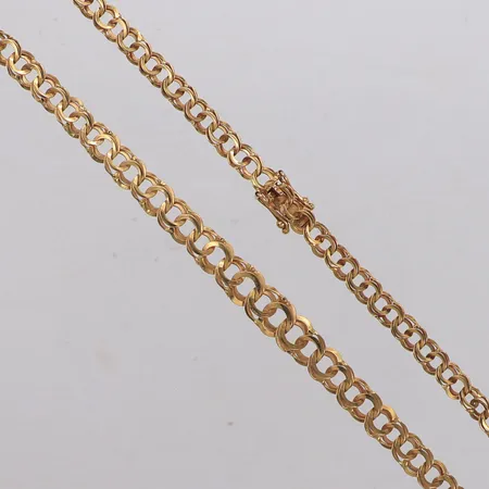 Collier doserad Bismarck, längd 43cm, bredd 4,9-7,3mm, skeva länkar, 18K  Vikt: 11,6 g