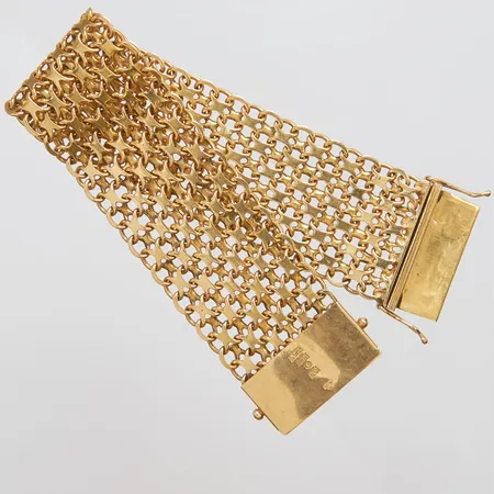 Armband, X-länk, längd: 19,5cm, bredd: 27,4mm, svenska stämplar, 18K Vikt: 65,2 g