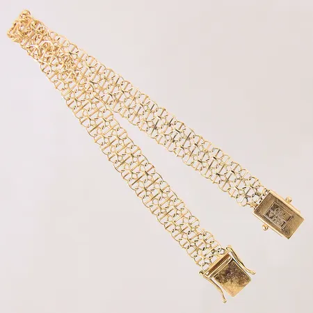 Armband X-länk med stav, längd: 19,5cm, bredd: 9,3mm, skev, 18K  Vikt: 10,6 g