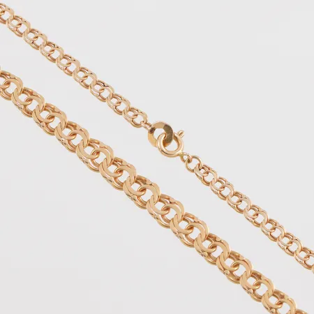 Collier Bismarck, Styletta Guldvaruaktiebolaget Stockholm, längd ca 45 cm, bredd 3.8-6 mm, 18k. Vikt: 12,8 g