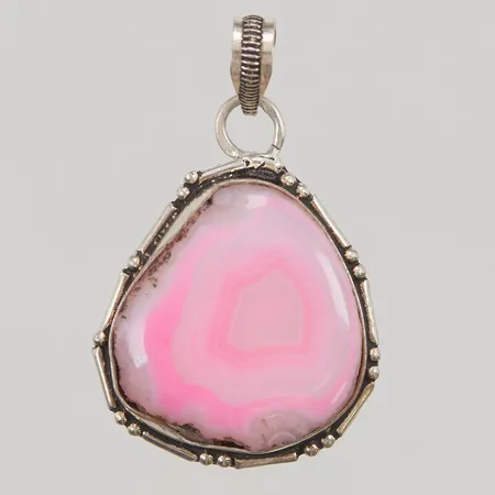 Hänge, rosa sten, 50x30mm, 925/1000 silver, 12,2g.