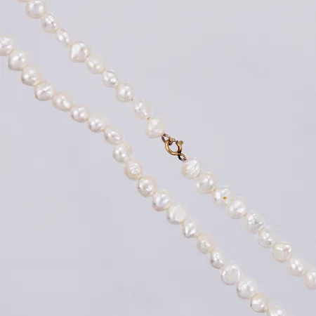 Pärlcollier med odlade sötvattenspärlor, barocka, längd: ca 40,5cm, Ø ca 4,5 - 5mm, metallås