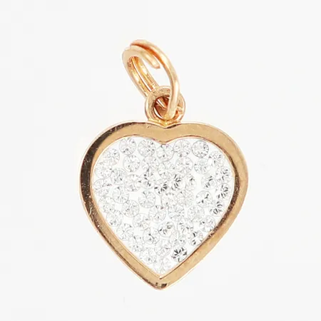Hänge med vita stenar, hjärta, 10x15mm, 18K Vikt: 0,5 g