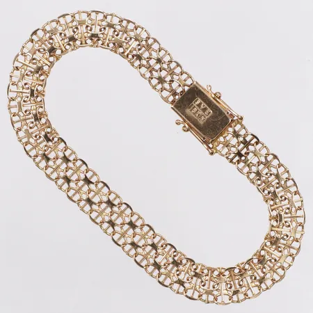 Armband, x-länk med stav, längd 18,5cm, bredd 8,2mm, SVE, 18K Vikt: 10,3 g