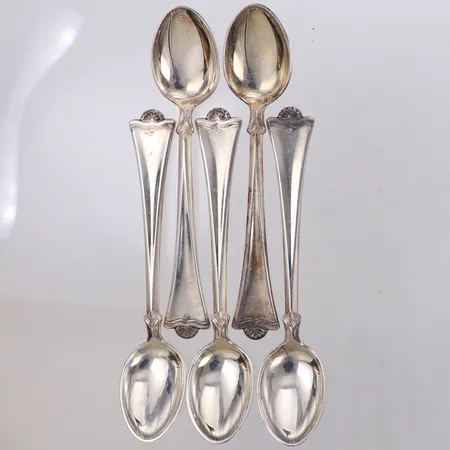 5 Skedar, längd 11,5cm, Norge, silver 830/1000 Vikt: 65,4 g