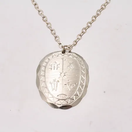 Tenn smycke med kedja, mått 31x43mm, 70cm, ankar, bredd 3,2mm.