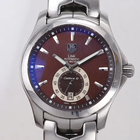 Herrur Tag Heuer Link, stål, automatisk, datum, Calibre 6, ref-nr WJF211C, serie-nr EBT3141, datum, stållänk, viklås, inga tillbehör