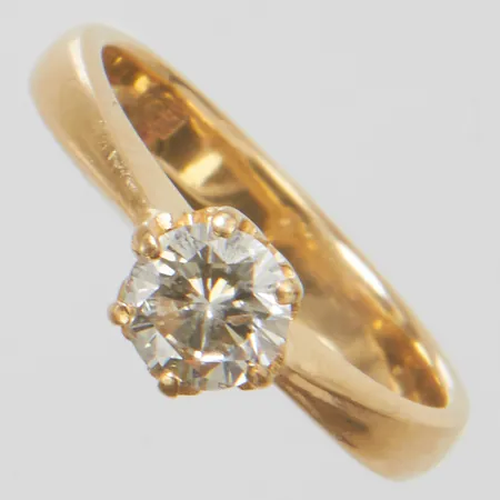 Enstensring med diamant 1 x ca.0,43ct, ca.Cr(J)/SI1, Ø15, bredd: 3,1-5,2mm, 18K Vikt: 2,9 g