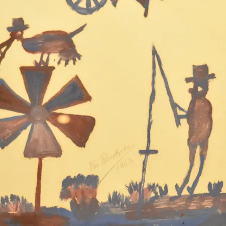 Tavla, Nils Rundgren, Björnjägaren, akvarell, bildmått 41x29 cm, mått inkl ram 53x41 cm, signerad Nils Rundgren 1963 på akvarell. Skickas med postpaket.