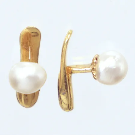 Ett par manschettknappar, odlade saltvattenpärlor 1,5cm, 18k  Vikt: 3,1 g