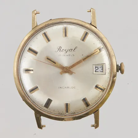 Herrur Royal, 18K, 33,5mm, manuell, defekt, går ej, bruttovikt: 22,3g.