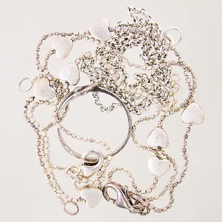 Silversmycken, vit sten, bucklor, defekta, silver 835-925/1000 Vikt: 14,5 g