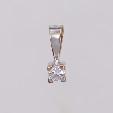 Hänge med diamant 1xca0,10ct, längd10mm, bredd 3,4mm, vitguld, 18K Vikt: 0,7 g