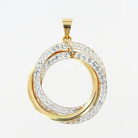 Hänge, vita stenar, 23x17mm, GHA, 18K.   Vikt: 0,7 g