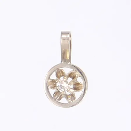 Hänge med diamant 1xca 0,01ct, höjd 11mm inkl ögla, vitguld 18K Vikt: 0,4 g
