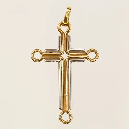 Hänge, kors, tvåfärgad, 44x29mm, 18K Vikt: 5,5 g