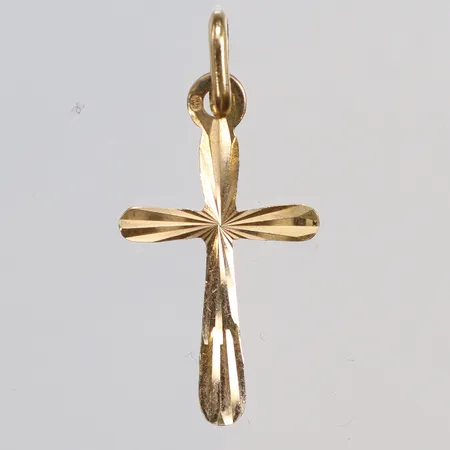 Hänge Kors mönstrat 15x33mm inklusive hängöglan, 18K Vikt: 1,3 g