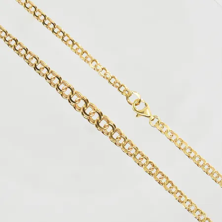 Collier Bismarck, doserad, längd 42½ cm, bredd 3-5 mm, troligtvis utbytt lås, 18K. Vikt: 7,3 g